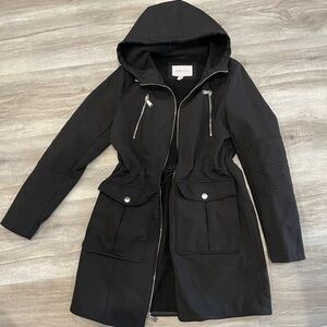BCBG Black Hooded trench style Jacket sz S